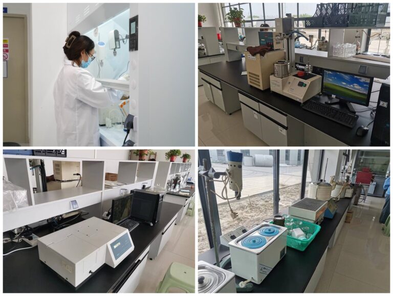 GFMStech in-house QC laboratory - RVA viscosity analysis, spectrophotometer and water-bath testing at the Suzhou factory