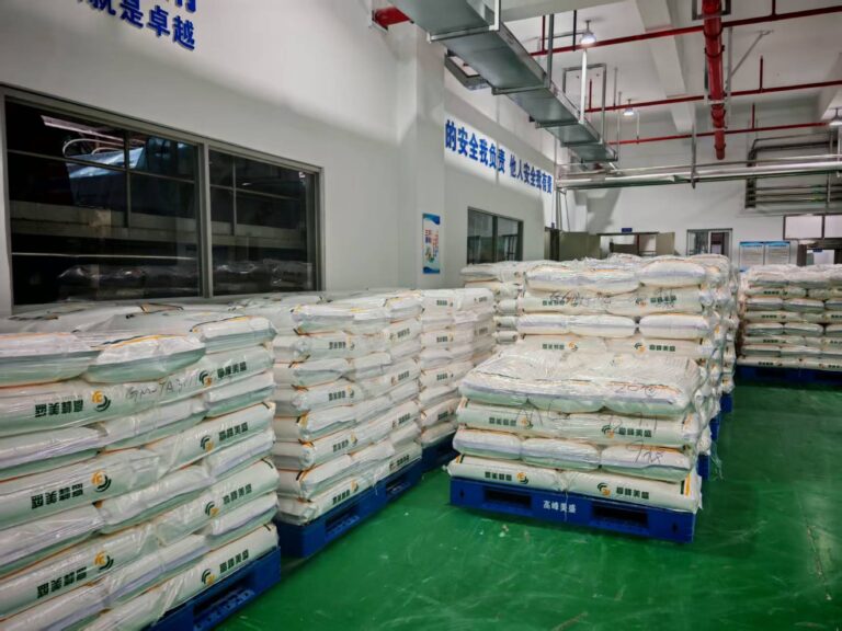 GFStarch warehouse with pallets of packaged modified starch